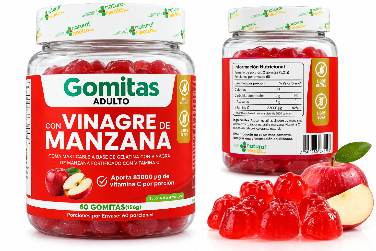 🍎 Gomitas de Vinagre de Manzana + Vitamina C