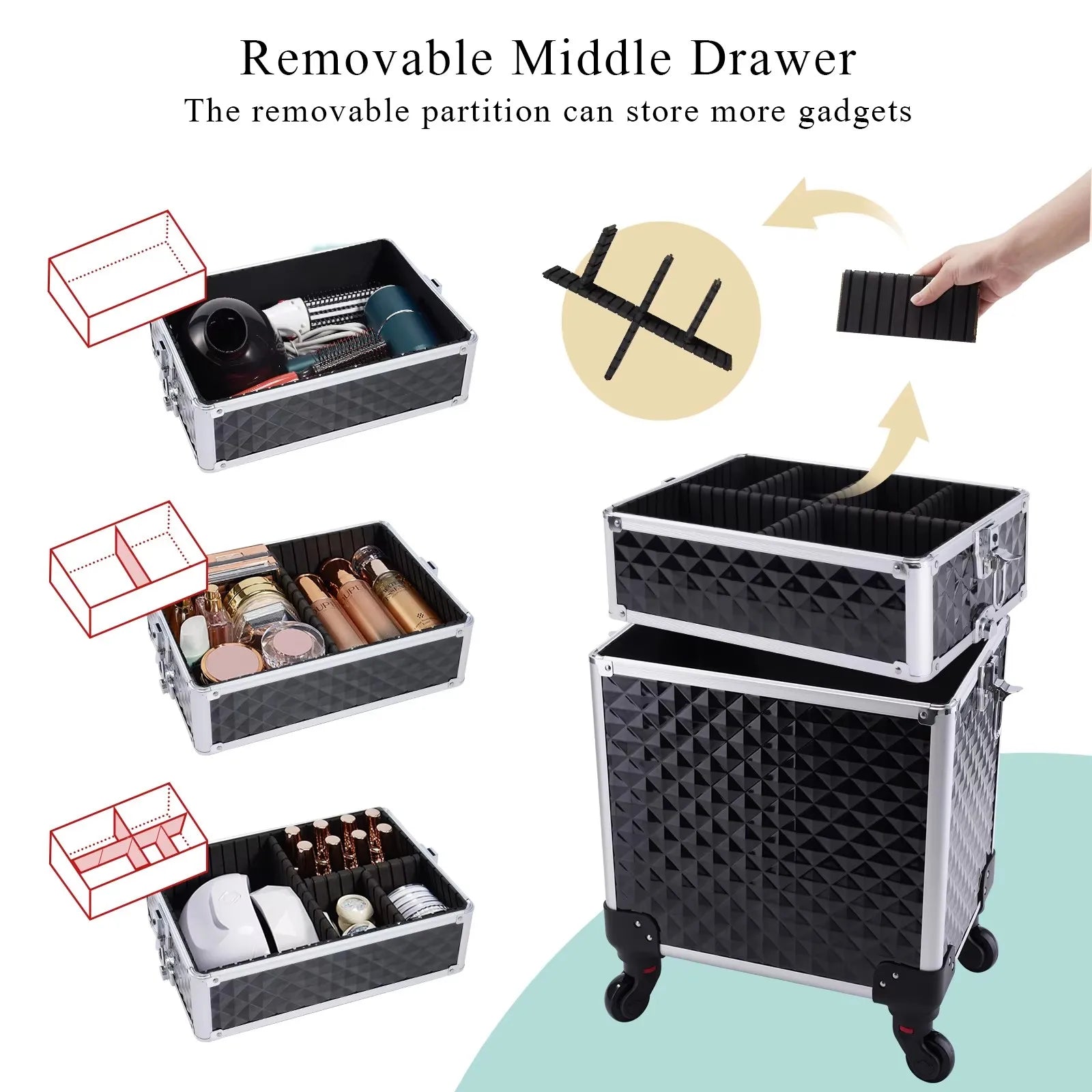Estuche de maquillaje rodante